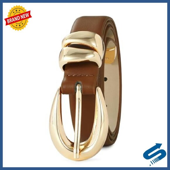 Adjustable Leather Belt with Gold Buckle for Women - Versatile Dress & Jeans main image 8